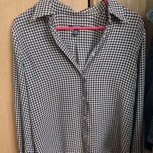 Chaps M Houndstooth Button-Up Blouse